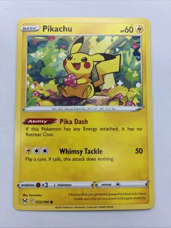 Pokemon TCG Lost Origins Pikachu 052/196 Non Holo NM Unplayed - Image 1
