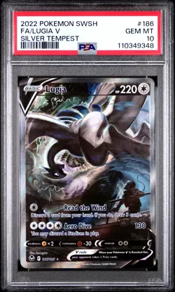 2022 POKEMON SWORD & SHIELD SILVER TEMPEST #186 FULL ART/LUGIA V PSA 10 - Image 1
