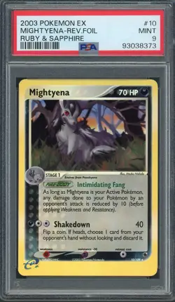 PSA 9 Mightyena EX Ruby & Sapphire 10/109 Reverse Holo Pokemon Card B12 - Image 1