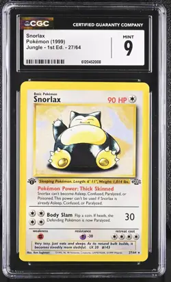 CGC 9 MINT Snorlax 1999 Jungle 1st Edition 27/64 Pokemon Card - Image 1