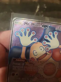 Mr. Mime GX (156/168) Celestial Storm Full Art Ultra Rare Pokemon Card Damaged - Image 5