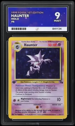 Ace 9 Haunter 6/62 Fossil 1st Edition Holo Rare Graded Pokemon Card - Image 1