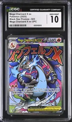 Mega Charizard X ex 023 CGC Gem Mint 10 Black Star Promo UPC Pokemon Card - Image 1