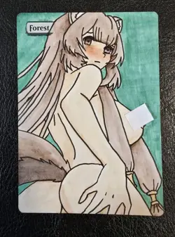 Magic MTG Altered Forest / Land Card | Original Hand Drawn & Color Anime Girl - Image 1