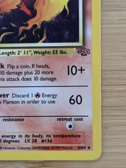 Flareon Holo Rare – Jungle Set 3/64 – Vintage Pokemon Card (1999 WOTC) MP - Image 4