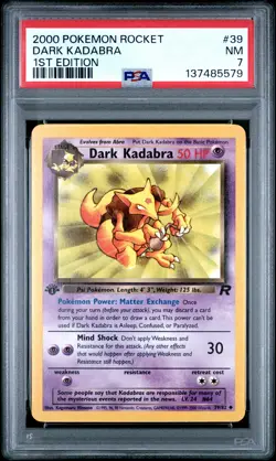 2000 POKEMON ROCKET 1ST ED #39 DARK KADABRA PSA 7 - Image 1