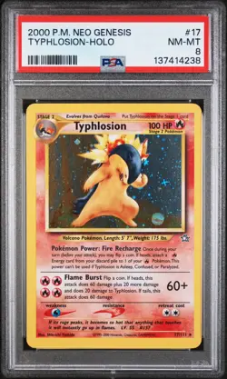 Typhlosion Holo 17/111 Neo Genesis Pokemon PSA 8 - Image 1