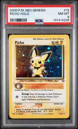 Pichu Holo 12/111 Neo Genesis Pokemon PSA 8 - Image 1
