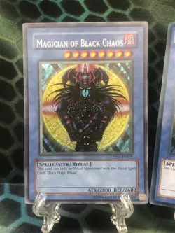 Yugioh Magician of Black Chaos PP01-EN001 & YGLD01 Secret Rare HEAVY Foil MustC! - Image 3