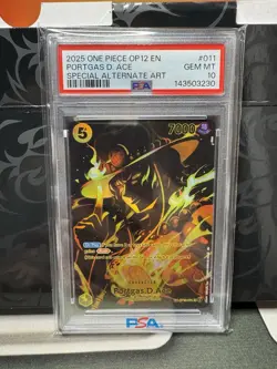 2025 One Piece OP 12 Legacy Of The Master Portgas D Ace Special Alt Art PSA 10 - Image 1