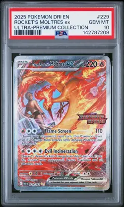 2025 POKEMON DRI EN-DESTINED RIVALS #229 TEAM ROCKET'S MOLTRES EX PSA 10 - Image 1