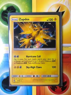 Zapdos 24/68 Holo Rare Hidden Fates Pokemon Card PACK FRESH MINT - Image 1