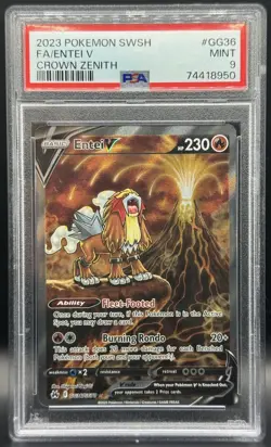 Pokemon TCG PSA 9 Entei V Full Art Holo Crown Zenith GG36/GG70 - Image 1