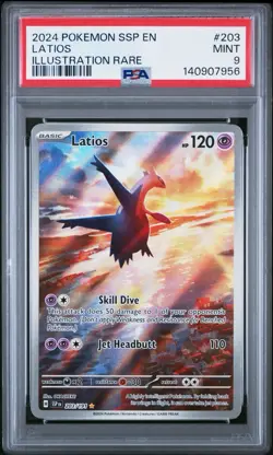 POKEMON 2024 SURGING SPARKS LATIOS ILLUSTRATION RARE 203 PSA 9 - Image 1