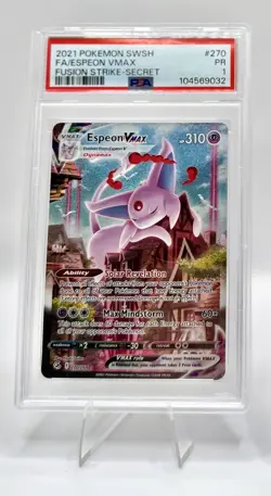 Pokemon Espeon VMAX Fusion Strike Secret Rare Full Alt Art #270 PSA 1 - Image 1