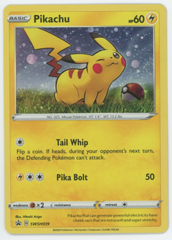 Pikachu SWSH039 Near Mint Holo Rare Black Star Promo Pokemon Card 2020 - Image 1