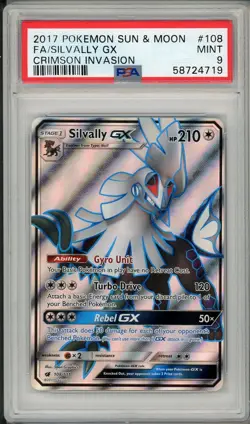 2017 Pokemon Sun & Moon Crimson Invasion Silvally GX Full Art #108 PSA 9 - Image 1