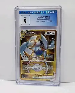 CGC 9 Lugia Gold VSTAR 211/195 2022 Silver Tempest Pokemon Card Graded Mint - Image 1