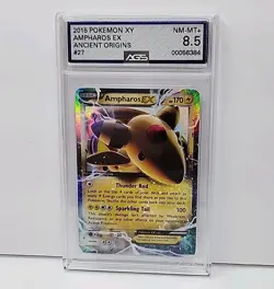 AGS 8.5 Ampharos EX 27/98 2015 Pokemon XY Ancient Origins Card Graded NM-Mint - Image 1