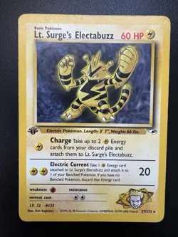 Lt. Surge’s Electabuzz 27/132 1st Edition Gym Heroes WoTC Pokemon TCG Card MP - Image 1