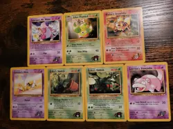 Pokemon Gym 7 Card Lot Erika's Oddish Slowpoke Abra Weepinbell Mr. Mime LP/ NM - Image 1