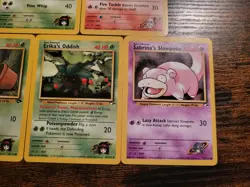 Pokemon Gym 7 Card Lot Erika's Oddish Slowpoke Abra Weepinbell Mr. Mime LP/ NM - Image 5