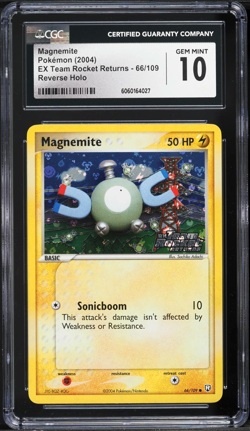 CGC 10 Magnemite Reverse Holo EX Team Rocket Returns 2004 Pokemon Card #66 - Image 1