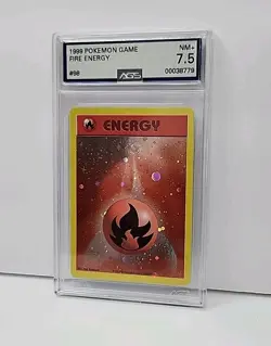 Fire Energy Cosmos Holo Pokemon League Promo Card SWIRL WOTC 2002 Graded AGS 7.5 - Image 1