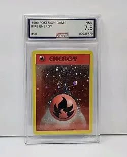 Fire Energy Cosmos Holo Pokemon League Promo Card SWIRL WOTC 2002 Graded AGS 7.5 - Image 2
