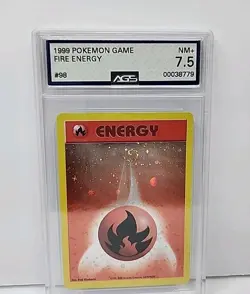 Fire Energy Cosmos Holo Pokemon League Promo Card SWIRL WOTC 2002 Graded AGS 7.5 - Image 3