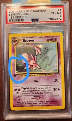 1st Edition Espeon Holo SWIRL PSA 6 Neo Discovery Pokemon Card Rare - Image 2
