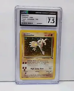 CGC 7.5 Hitmonlee 7/62 Holo Rare Fossil Set 1999 Pokemon Card Graded - Image 1