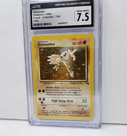 CGC 7.5 Hitmonlee 7/62 Holo Rare Fossil Set 1999 Pokemon Card Graded - Image 2