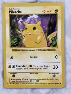 Pikachu 058/102 Base Set (Shadowless) Regular Pokemon Card Wotc LP - Image 1