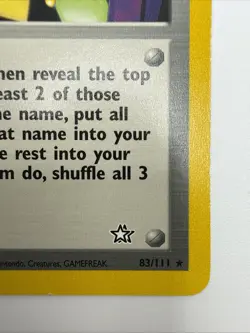 Arcade Game 83/111 Neo Genesis Regular Rare Vintage Pokemon Card - Image 5