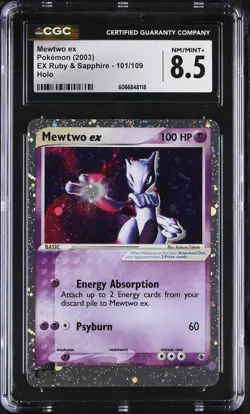 CGC 8.5 Mewtwo ex 2003 EX Ruby & Sapphire 101/109 Holo Pokemon Card - Image 1