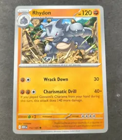 Pokemon 151 Rhydon Uncommon Card 112/165 NM - Image 1