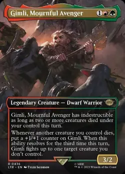 MTG GIMLI, MOURNFUL AVENGER BORDERLESS The Lord of the Rings NM - Image 1