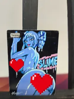 MTG Swamp Slime Blue Girl Waifu Hand Painted Alter by BAZAYO Unique Art - Image 3