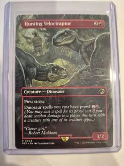 Magic the Gathering Hunting Velociraptor Jurassic World NM Borderless - Image 1