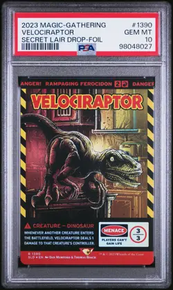 2023 MTG SECRET LAIR DROP #1390 VELOCIRAPTOR PSA 10 - Image 1