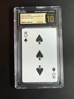 2016 POKEMON PLAYING CARDS MARIO PIKACHU 3 OF SPADES CGC PRISTINE 10! - Image 1