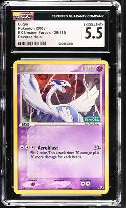 LUGIA 29/115 REVERSE HOLO EX UNSEEN FORCES POKEMON CGC 5.5 EXCELLENT+ - Image 1
