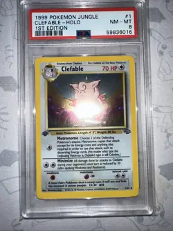 Pokemon Clefable Jungle 1st Edition Holo Rare #1 PSA 8 - Image 1