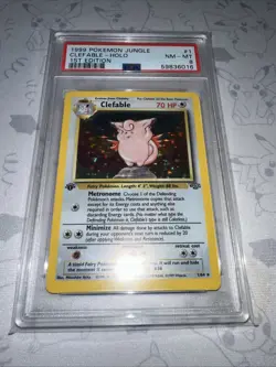 Pokemon Clefable Jungle 1st Edition Holo Rare #1 PSA 8 - Image 2