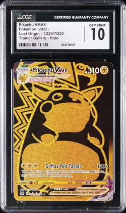 2022 POKEMON LOST ORIGIN - TRAINER GALLERY - HOLO PIKACHU VMAX CGC 10 GEM MINT - Image 1
