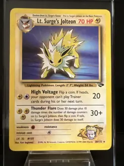 Pokemon TCG Lt. Surge's Jolteon 28/132 Gym Challenge Regular HP - Image 1