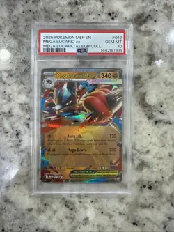 2025 POKEMON MEP EN-ME BLACK STAR PROMO #012 MEGA LUCARIO EX PSA 10 - Image 1