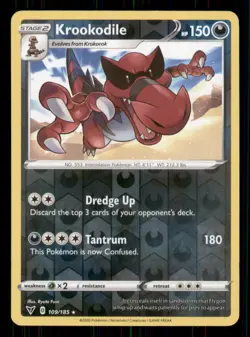 Krookodile SWSH04: Vivid Voltage #109/185 Rare Reverse Holo Pokemon LP - Image 1