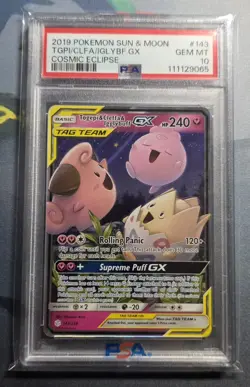 2019 Pokemon S&M Togepi & Cleffa & Igglybuff GX 143/236 Cosmic Eclipse PSA 10 - Image 1
